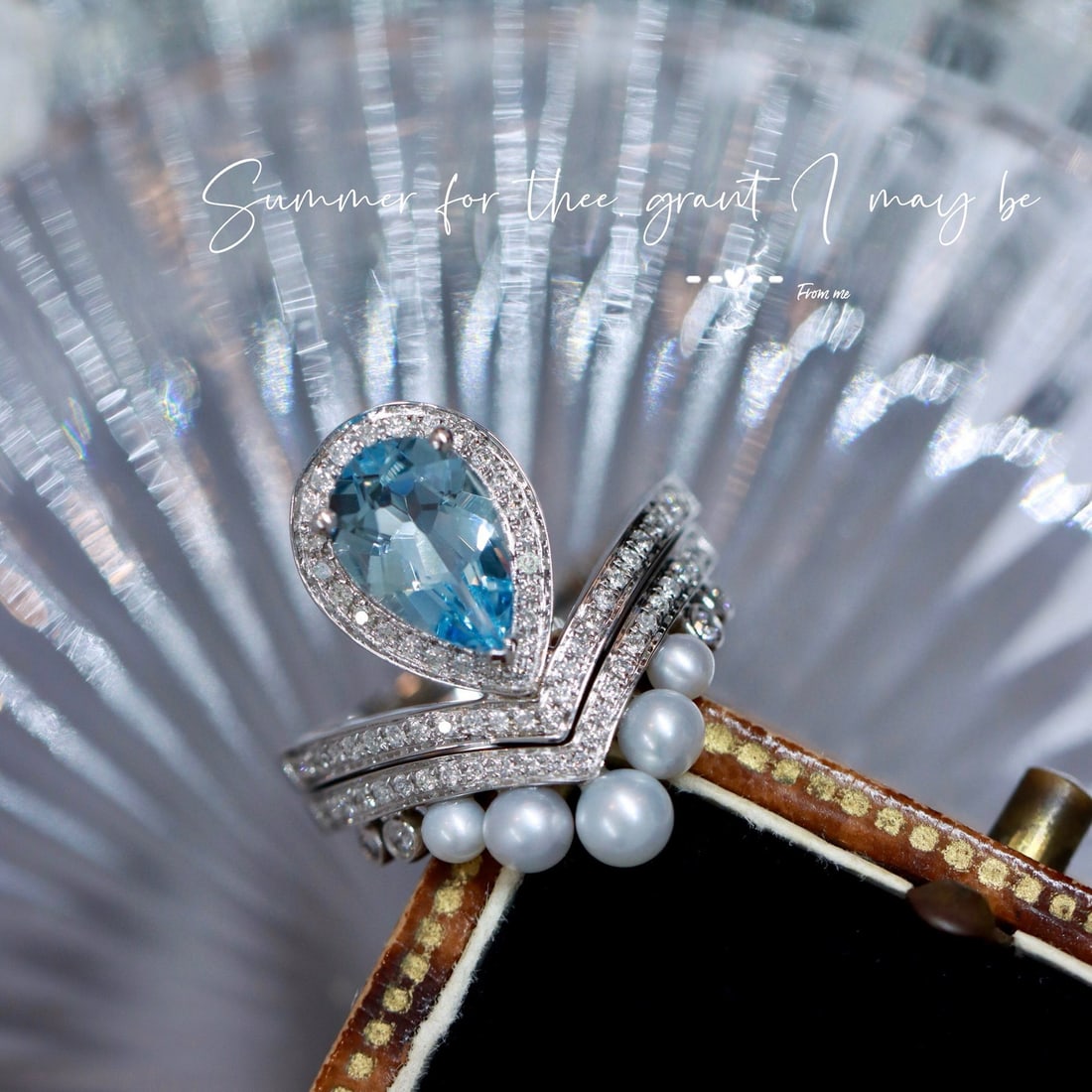 14k Gold 3.25 Ct Natural Aquamarine & Diamond Jewelry Set - 3