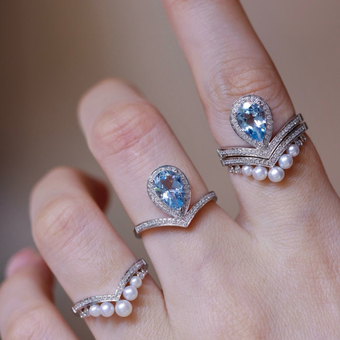 14k Gold 3.25 Ct Natural Aquamarine & Diamond Jewelry Set - 6