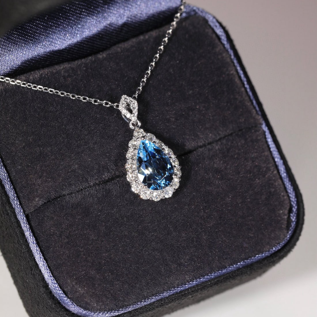 14k Gold 1.13 Ct Natural Aquamarine & Diamond Pendant( Without Chain ) - 3