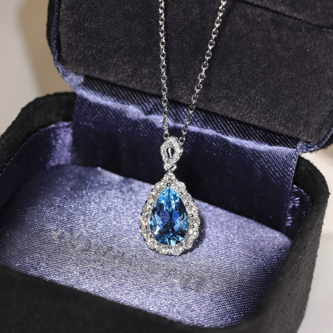 14k Gold 1.13 Ct Natural Aquamarine & Diamond Pendant( Without Chain ) - 4