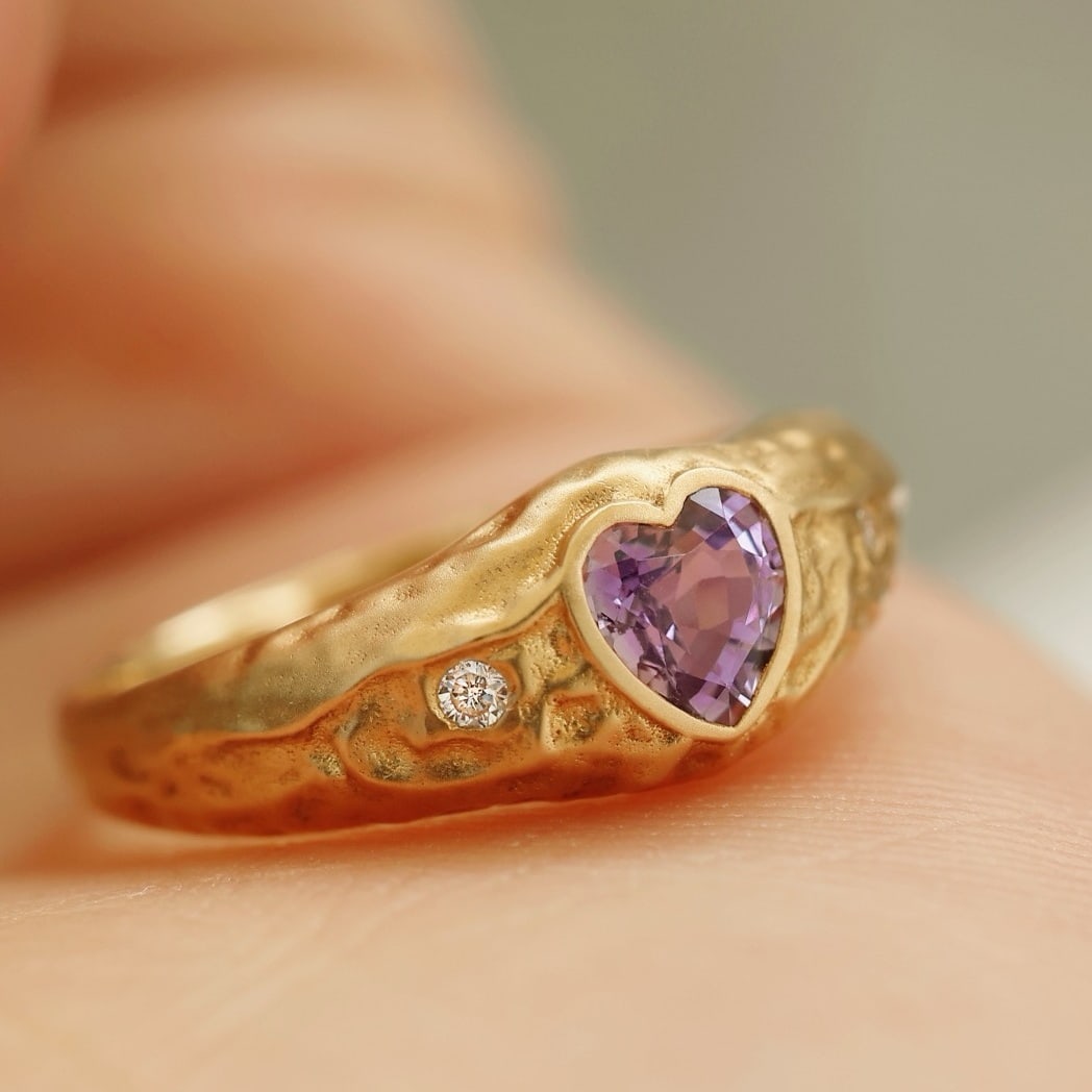14k Gold 0.61 Ct Natural Sapphire & Diamond Ring - 2
