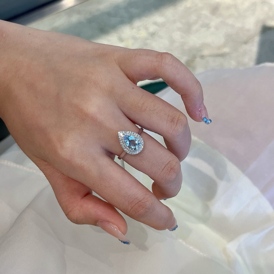 14k Gold 1.16 Ctw Natural Aquamarine & Diamond Ring - 3
