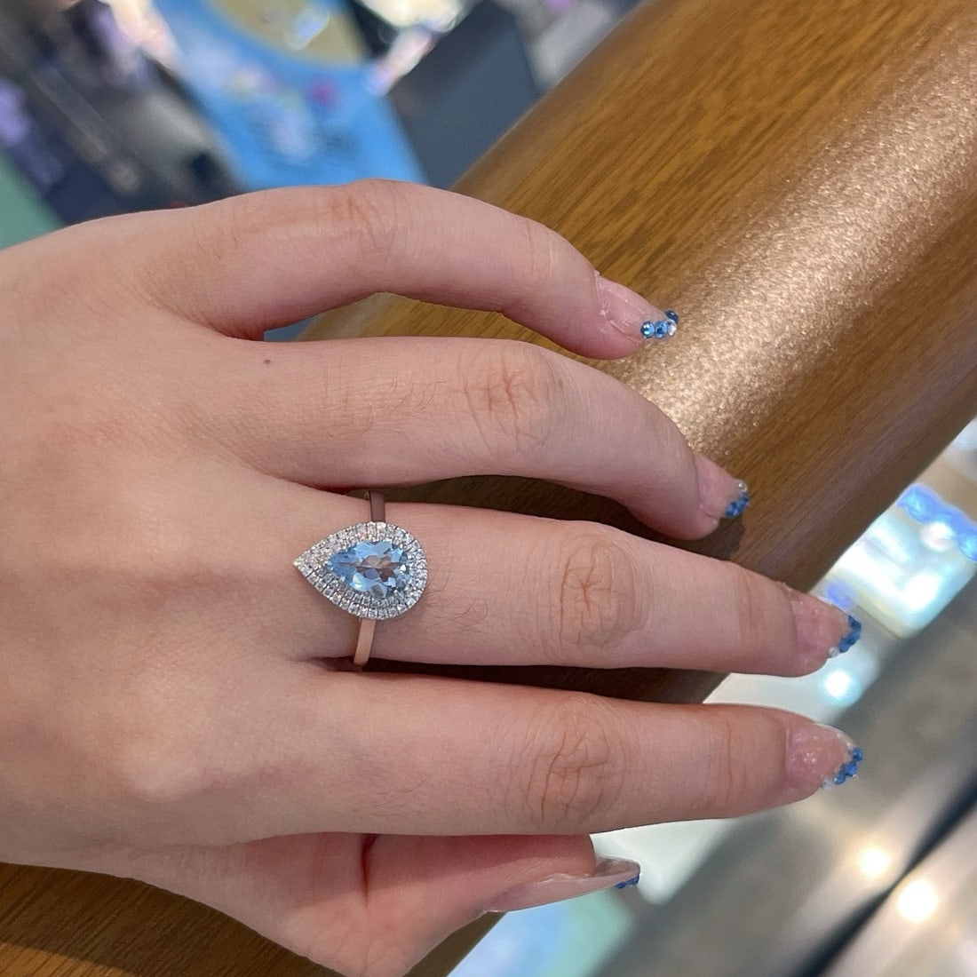 14k Gold 1.16 Ctw Natural Aquamarine & Diamond Ring - 5