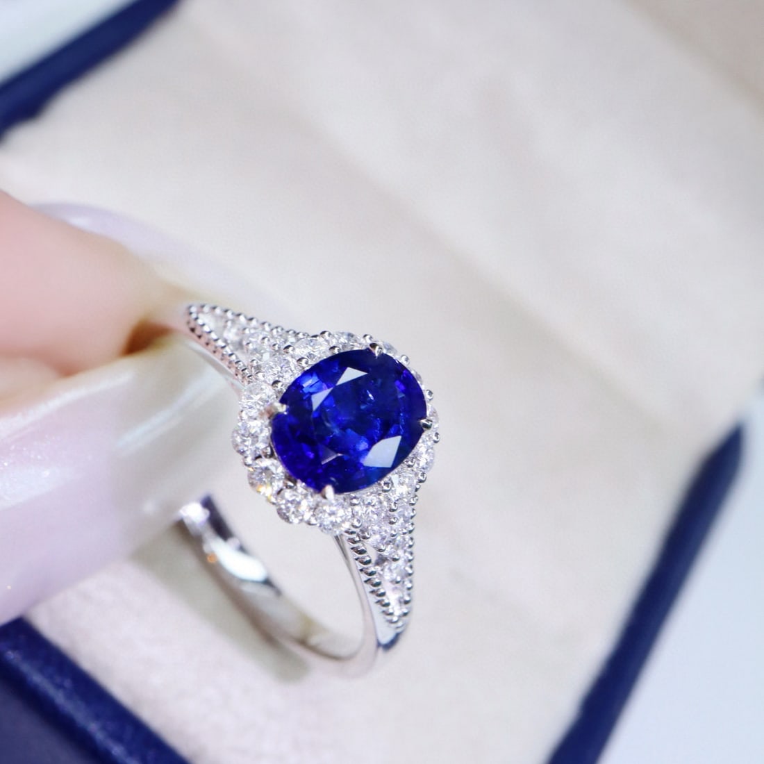 14k Gold 1.45 Ctw Natural Sapphire & Diamond Ring - 2