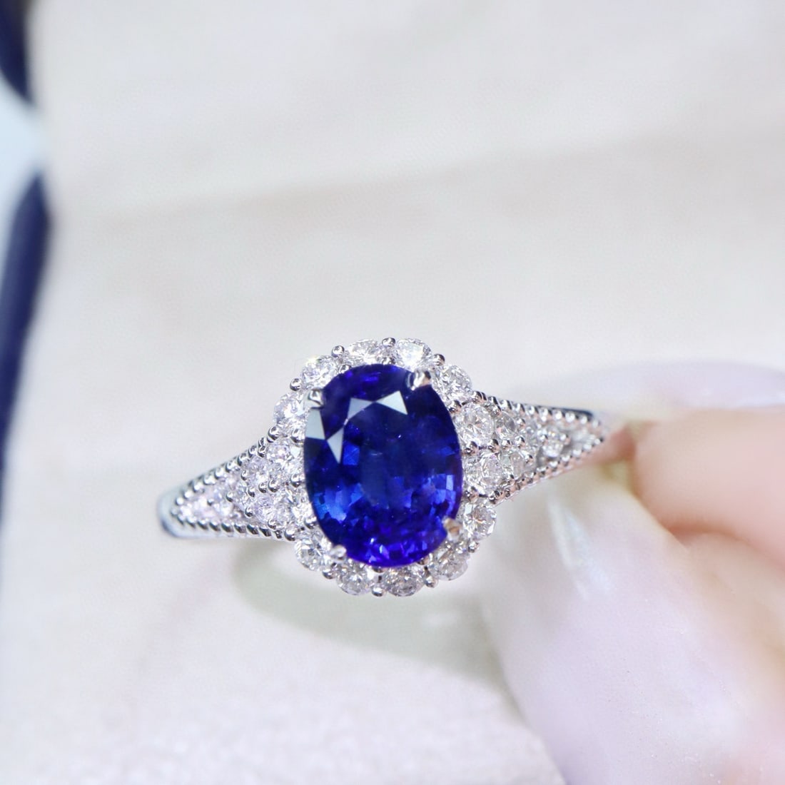 14k Gold 1.45 Ctw Natural Sapphire & Diamond Ring - 3