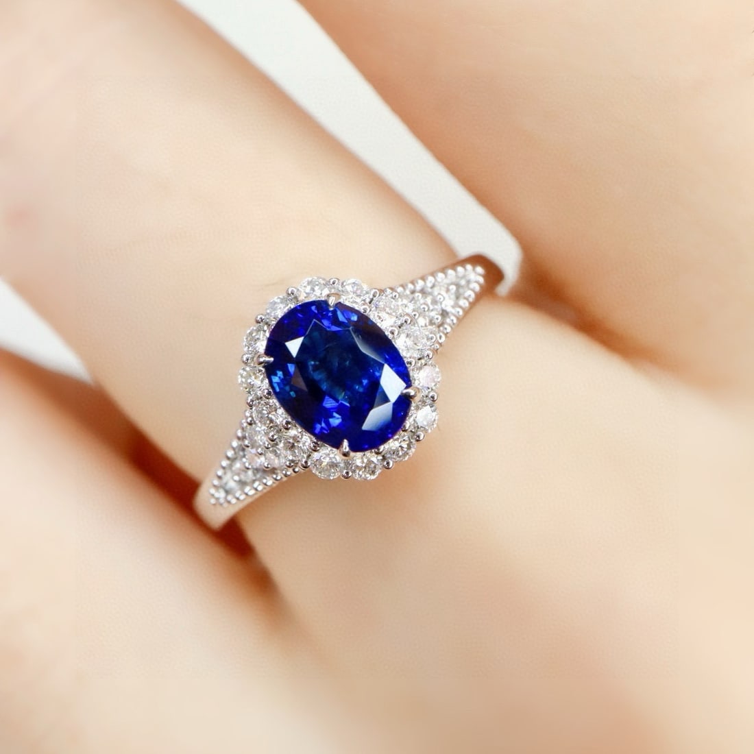 14k Gold 1.45 Ctw Natural Sapphire & Diamond Ring - 4