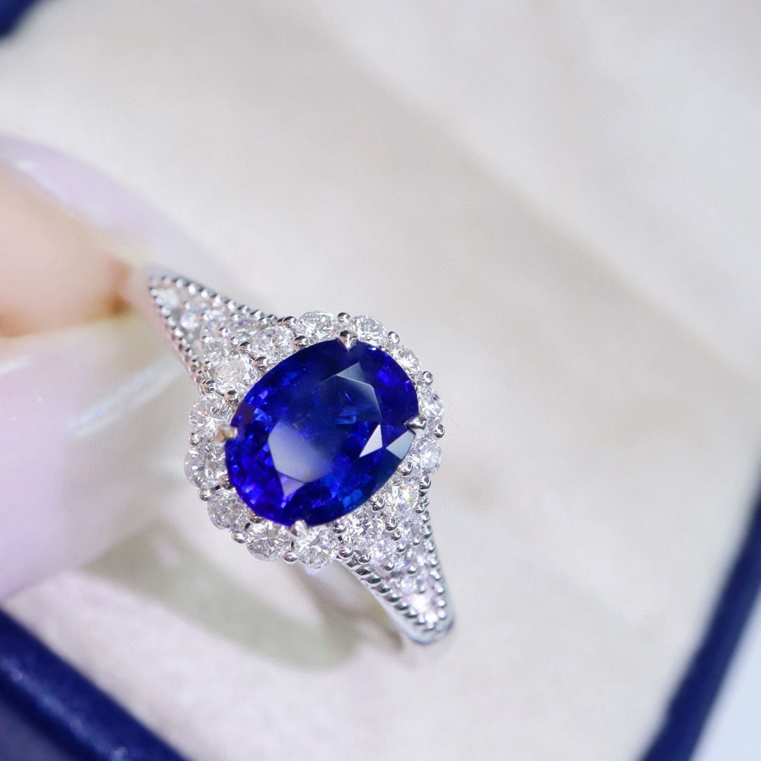 14k Gold 1.45 Ctw Natural Sapphire & Diamond Ring - 5