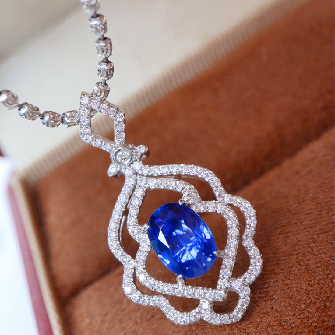 14k Gold 1.43 Ctw Natural Sapphire & Diamond Pendant( Without Chain ) - 4