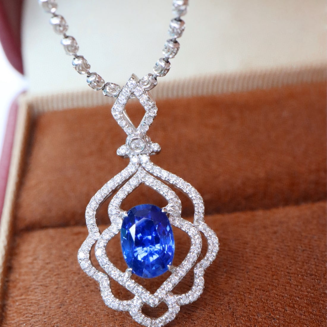 14k Gold 1.43 Ctw Natural Sapphire & Diamond Pendant( Without Chain ) - 6