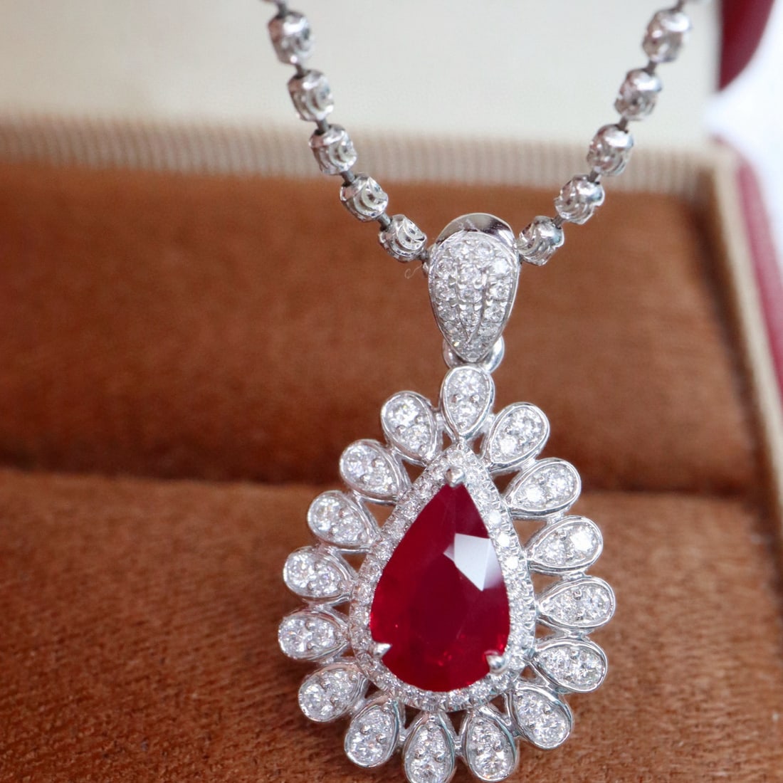 14k Gold 1.46 Ctw Vivid Red Natural Ruby & Diamond Pendant( Without Chain ) - 5