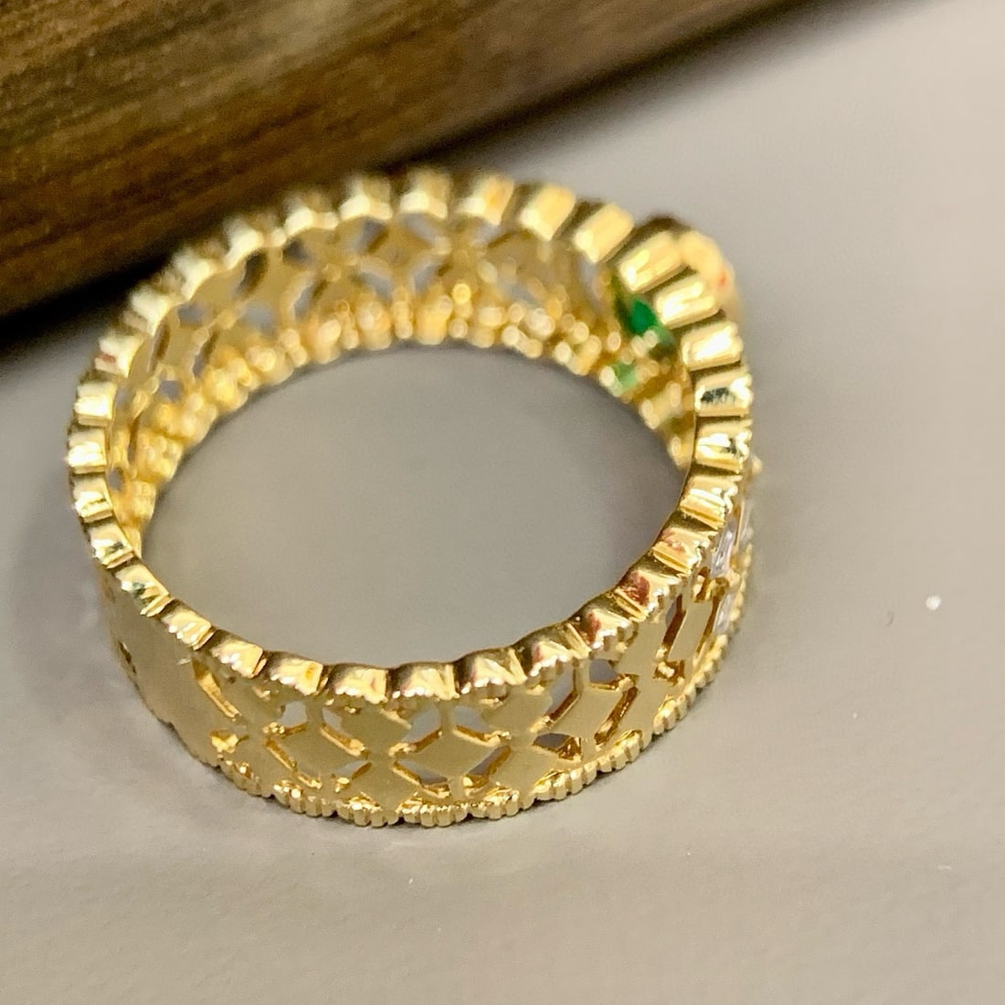 14k Gold 0.37 Ctw Vivid Green Natural Emerald & Diamond Ring - 5