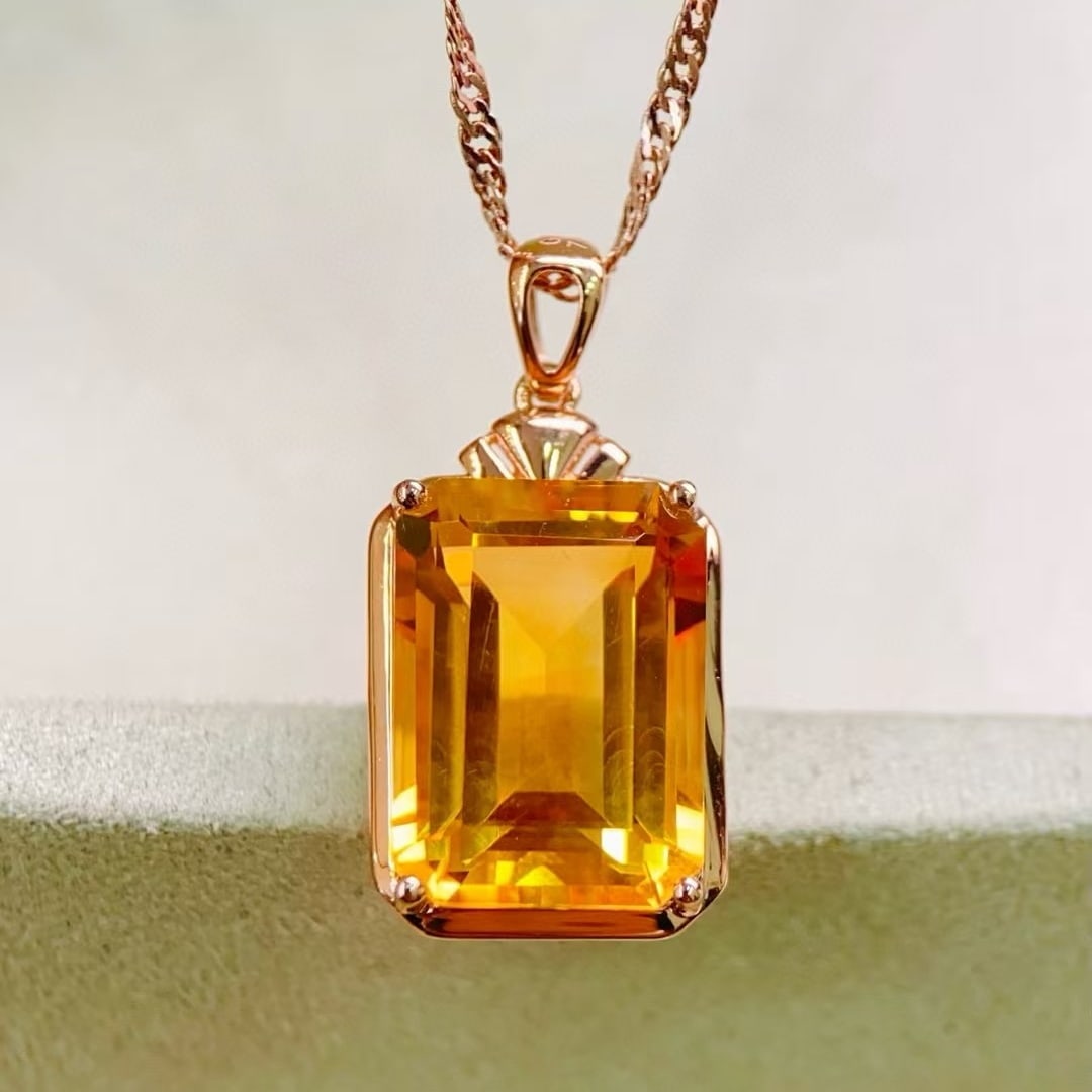 14k Gold 7.7 Ct Natural Citrine Pendant( Without Chain ) - 5