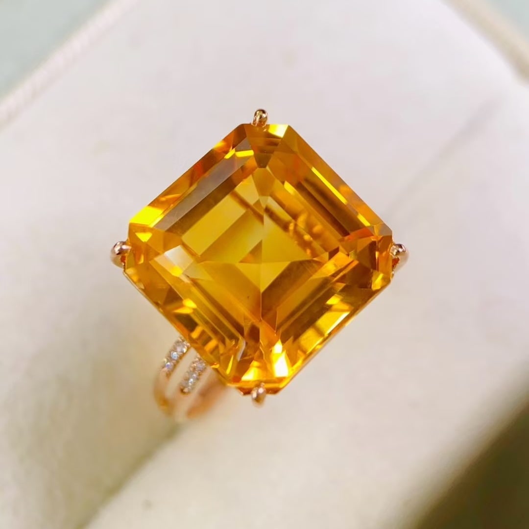 14k Gold 11.01 Ctw Natural Citrine & Diamond Ring (1 of 6)