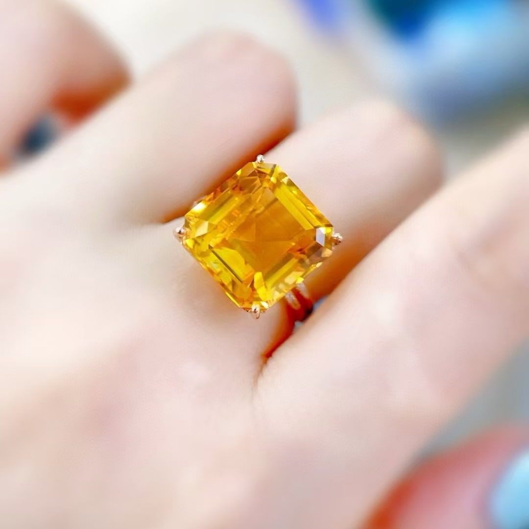 14k Gold 11.01 Ctw Natural Citrine & Diamond Ring - 5