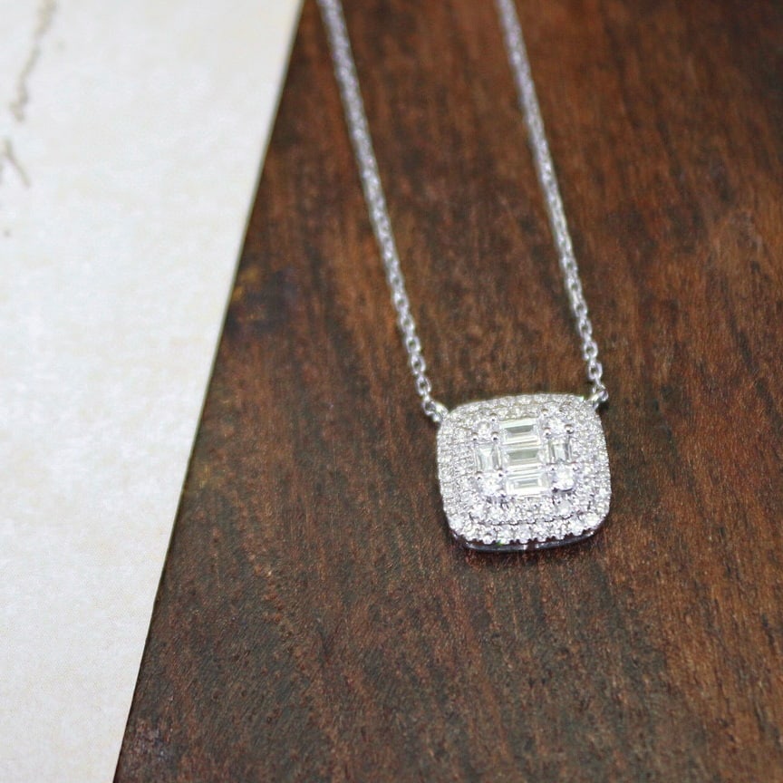 14k Gold 0.32 Ct Natural H Diamond Necklace - 2