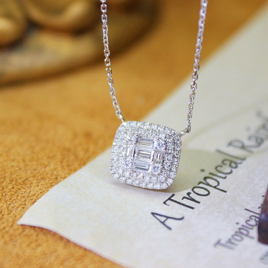14k Gold 0.32 Ct Natural H Diamond Necklace - 3