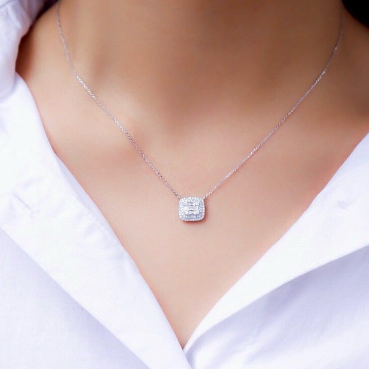 14k Gold 0.32 Ct Natural H Diamond Necklace - 5