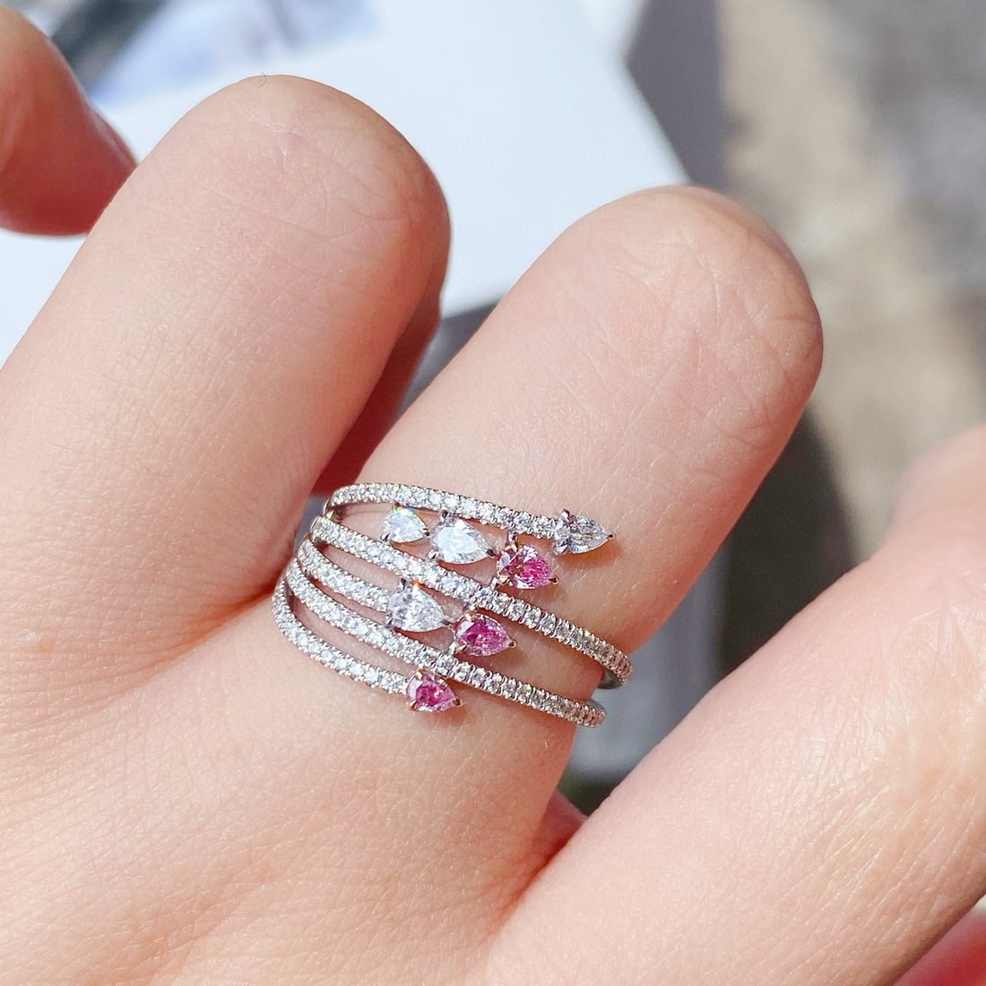 14k Gold 0.63 Ctw Natural Pink Diamond & Diamond Ring - 2