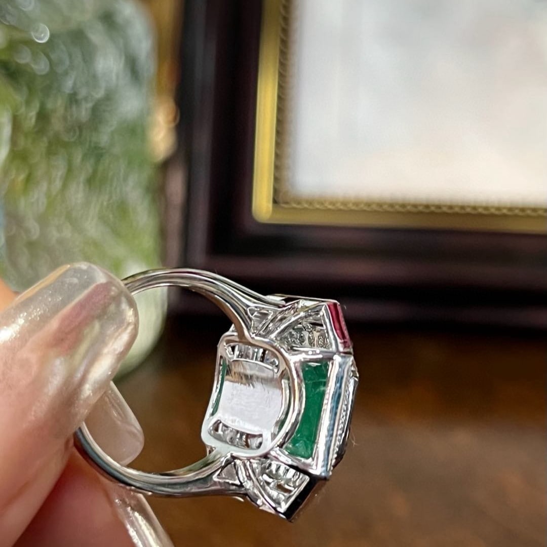 14k Gold 7.62 Ctw Natural Emerald & Diamond Ring - 6