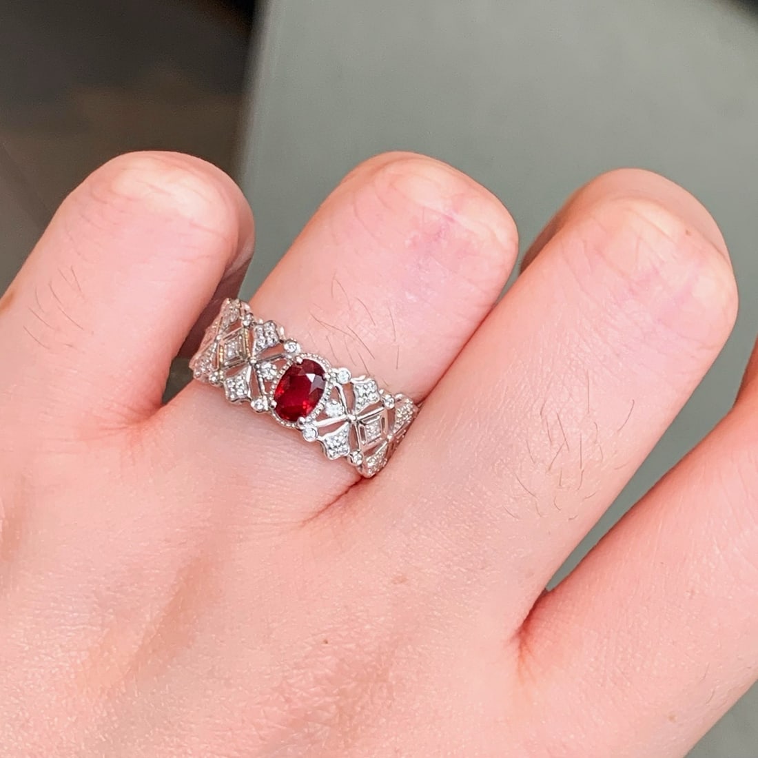14k Gold 0.72 Ctw Natural Ruby & Diamond Ring - 7