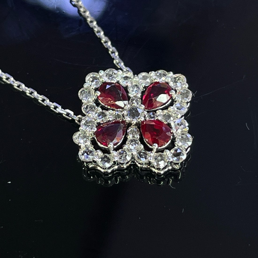 14k Gold 0.90 Ct Natural Ruby & Sapphire Necklace - 2