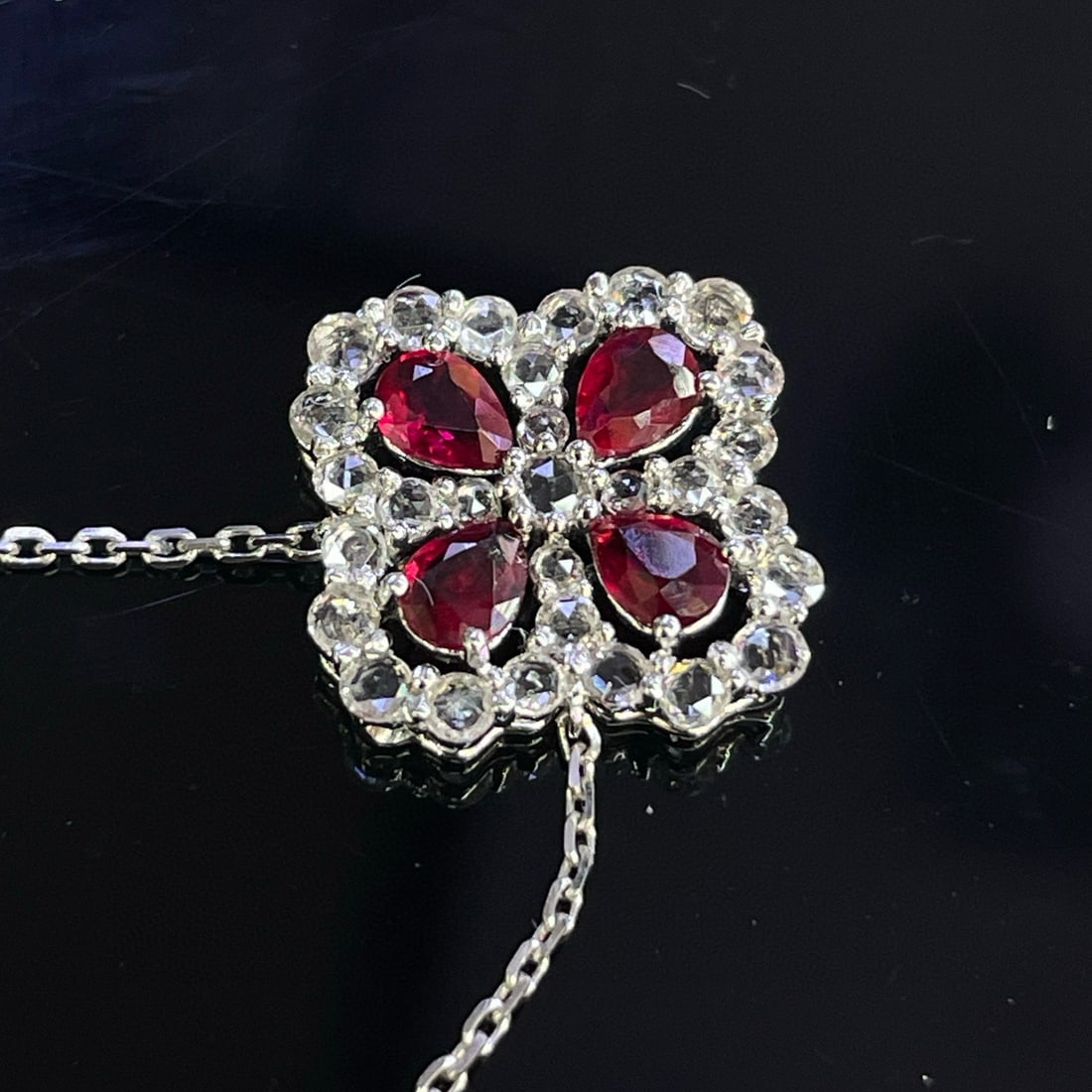 14k Gold 0.90 Ct Natural Ruby & Sapphire Necklace - 3