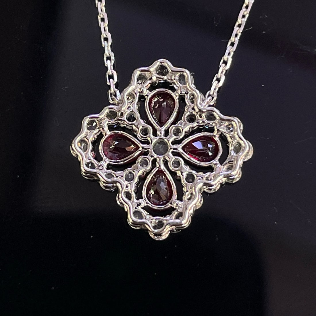 14k Gold 0.90 Ct Natural Ruby & Sapphire Necklace - 4