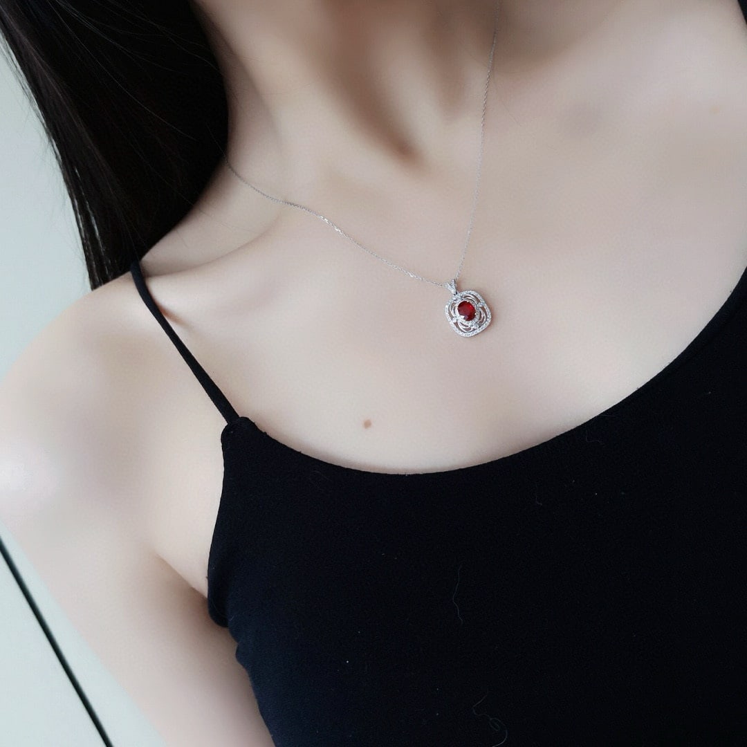 14k Gold 1.29 Ctw Vivid Red Natural Ruby & Diamond Pendant( Without Chain ) - 5