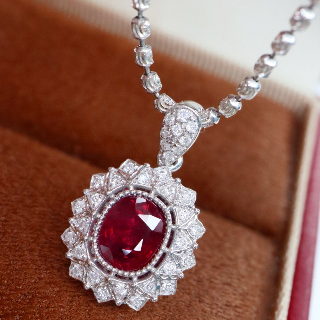 14k Gold 1.27 Ctw Natural Ruby & Diamond Pendant( Without Chain ) - 4