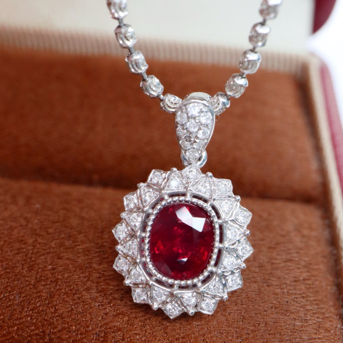 14k Gold 1.27 Ctw Natural Ruby & Diamond Pendant( Without Chain ) - 5