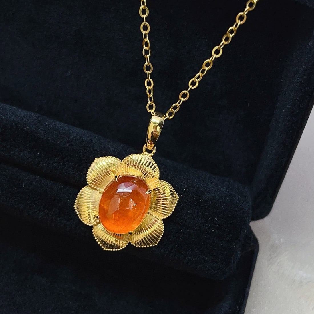 14k Gold 6.35 Ct Natural Spessartine Pendant( Without Chain ) - 2