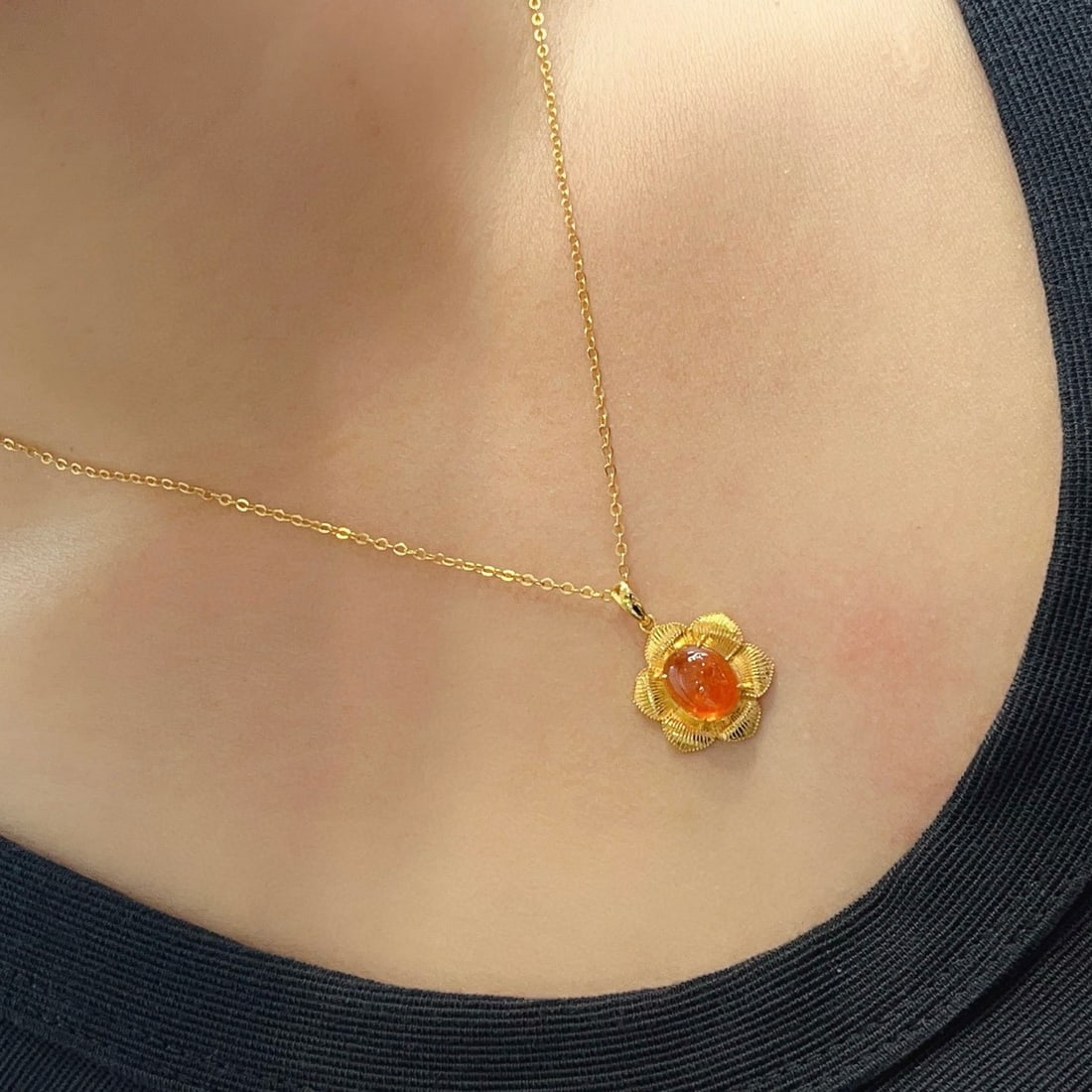 14k Gold 6.35 Ct Natural Spessartine Pendant( Without Chain ) - 6