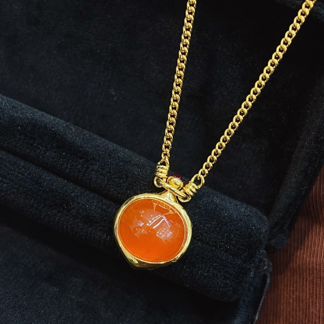 14k Gold 11.30 Ct Natural Spessartine Necklace - 2