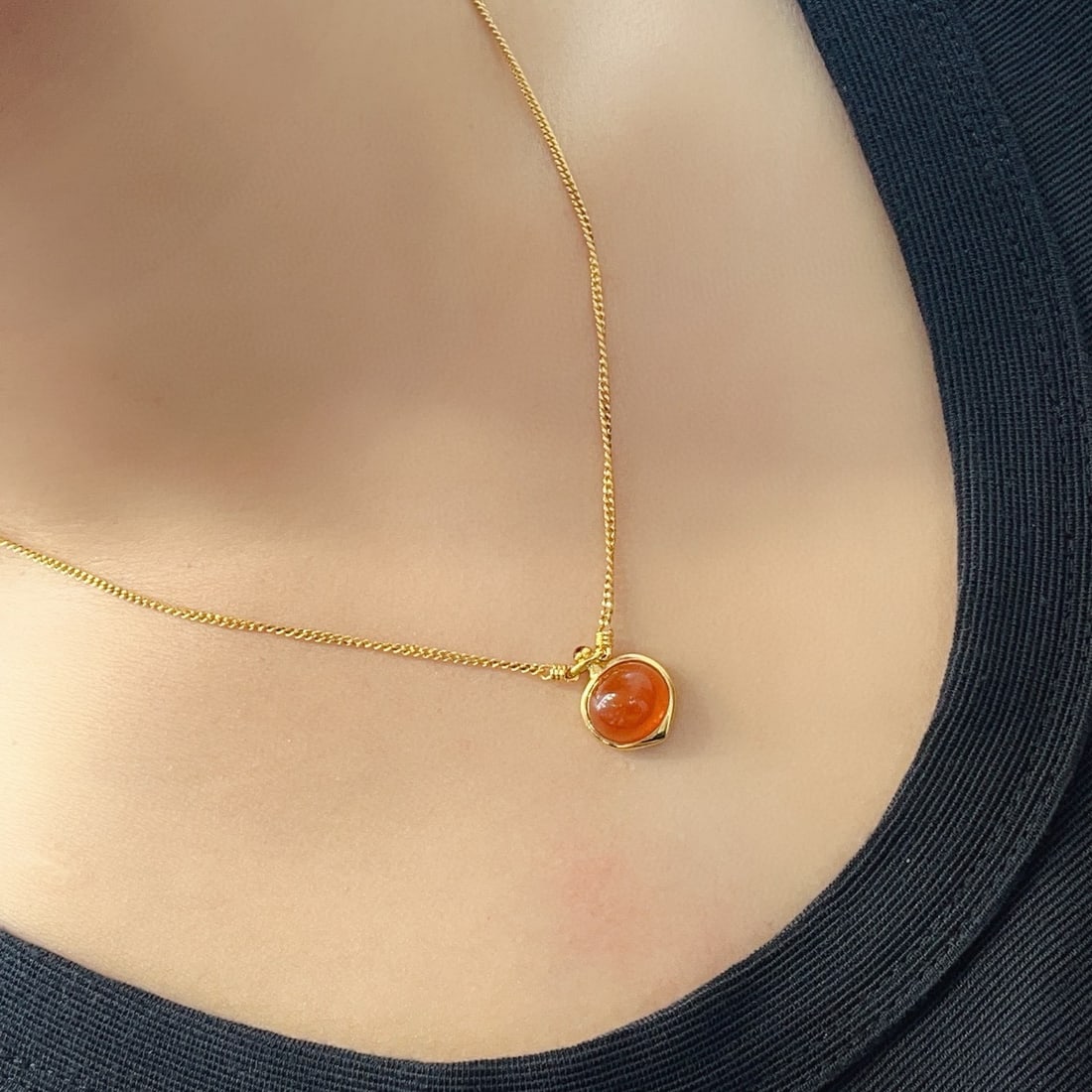 14k Gold 11.30 Ct Natural Spessartine Necklace - 6