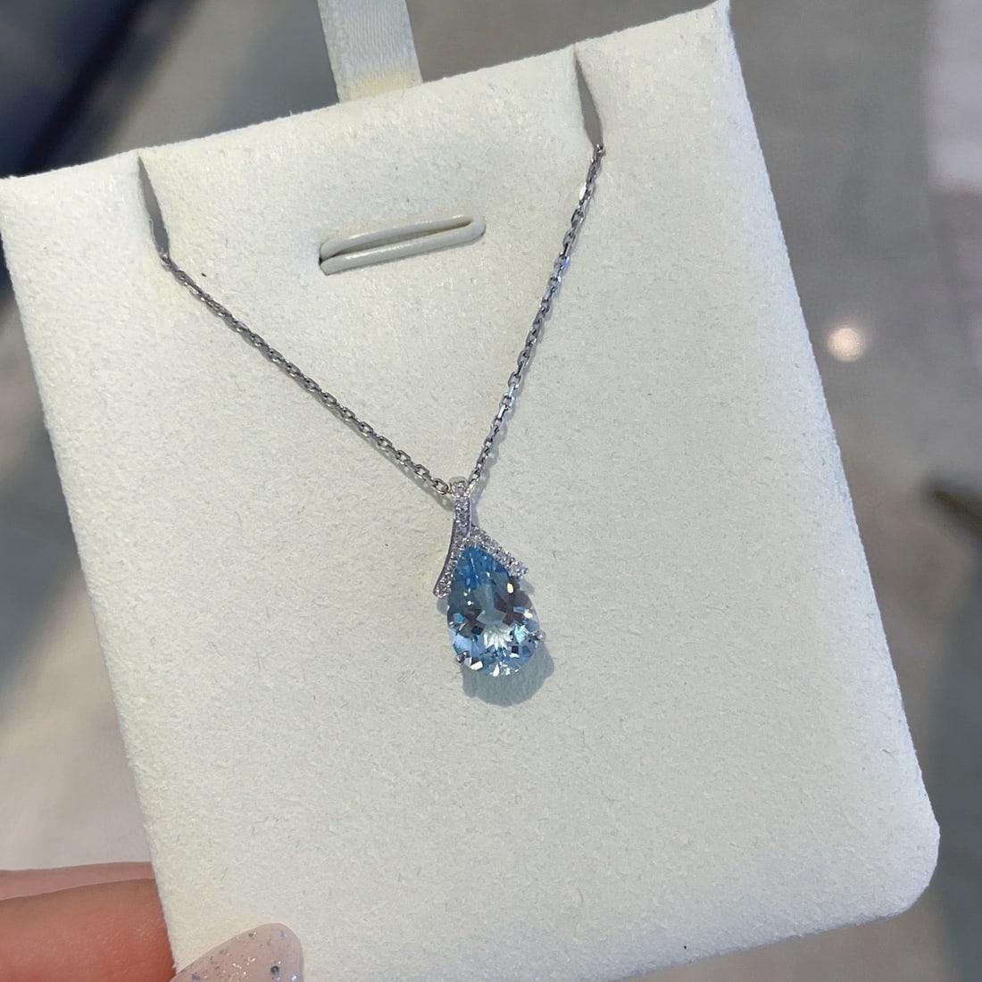 14k Gold 2.11 Ctw Natural Aquamarine & Diamond Pendant( Without Chain ) - 3
