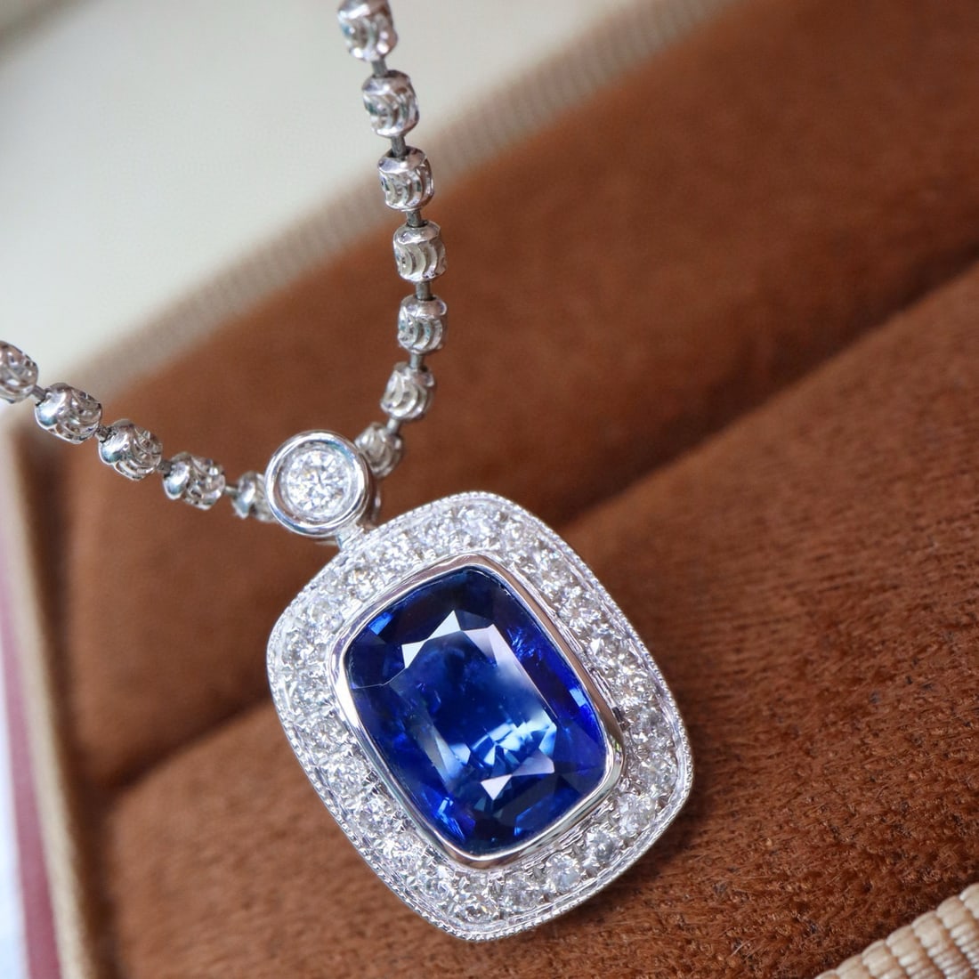 14k Gold 1.74 Ctw Natural Sapphire & Diamond Pendant( Without Chain ) - 4