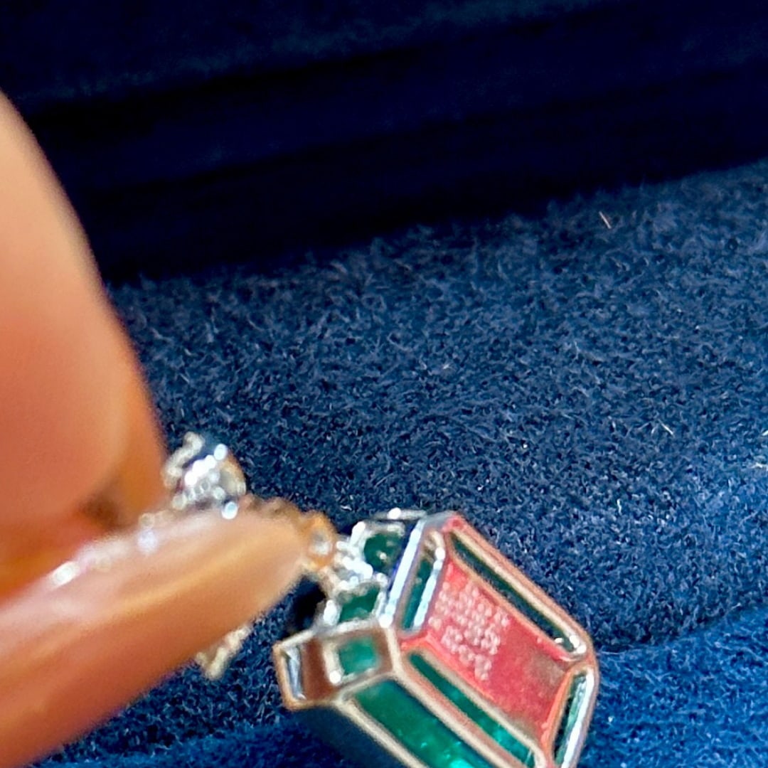 14k Gold 4.25 Ctw Natural Emerald & Diamond Pendant( Without Chain ) - 2