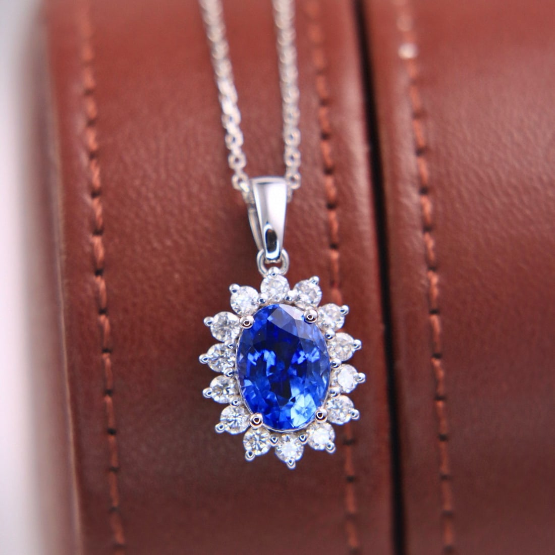 14k Gold 2.46 Ctw Natural Sapphire & Diamond Pendant( Without Chain ) - 5