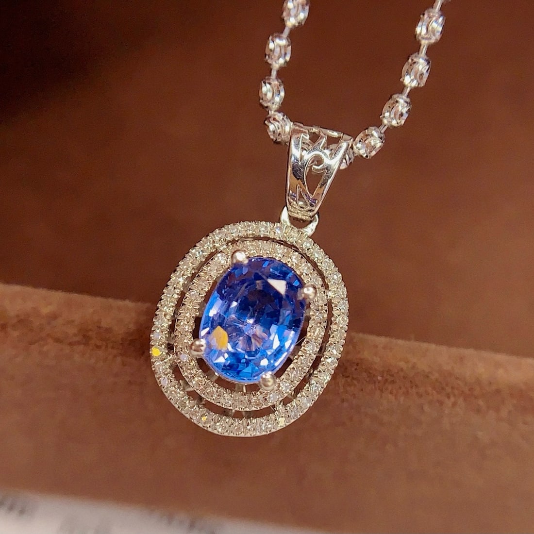 14k Gold 1.5 Ct Natural Sapphire & Diamond Pendant( Without Chain ) - 2