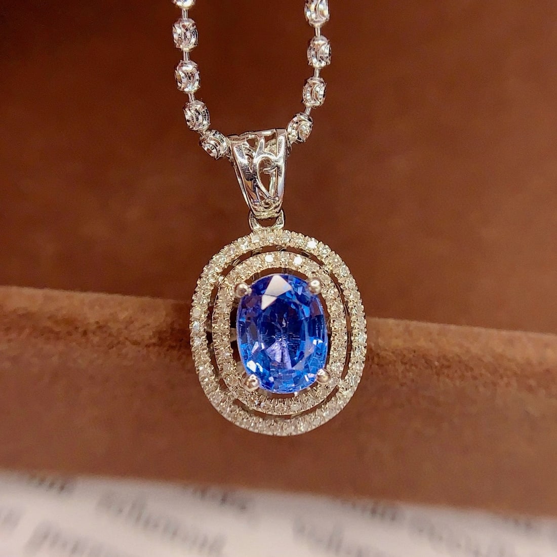 14k Gold 1.5 Ct Natural Sapphire & Diamond Pendant( Without Chain ) - 3