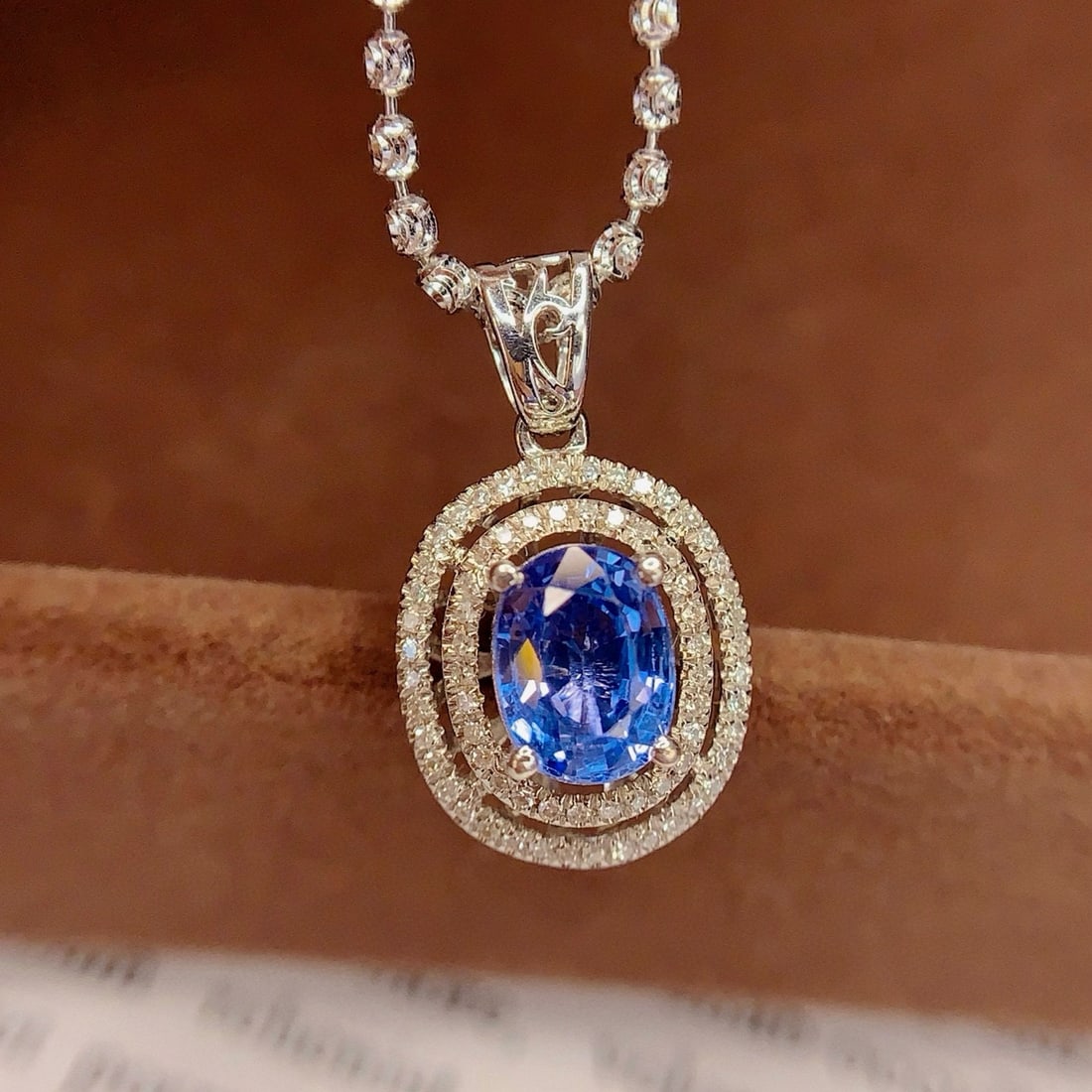 14k Gold 1.5 Ct Natural Sapphire & Diamond Pendant( Without Chain ) - 4