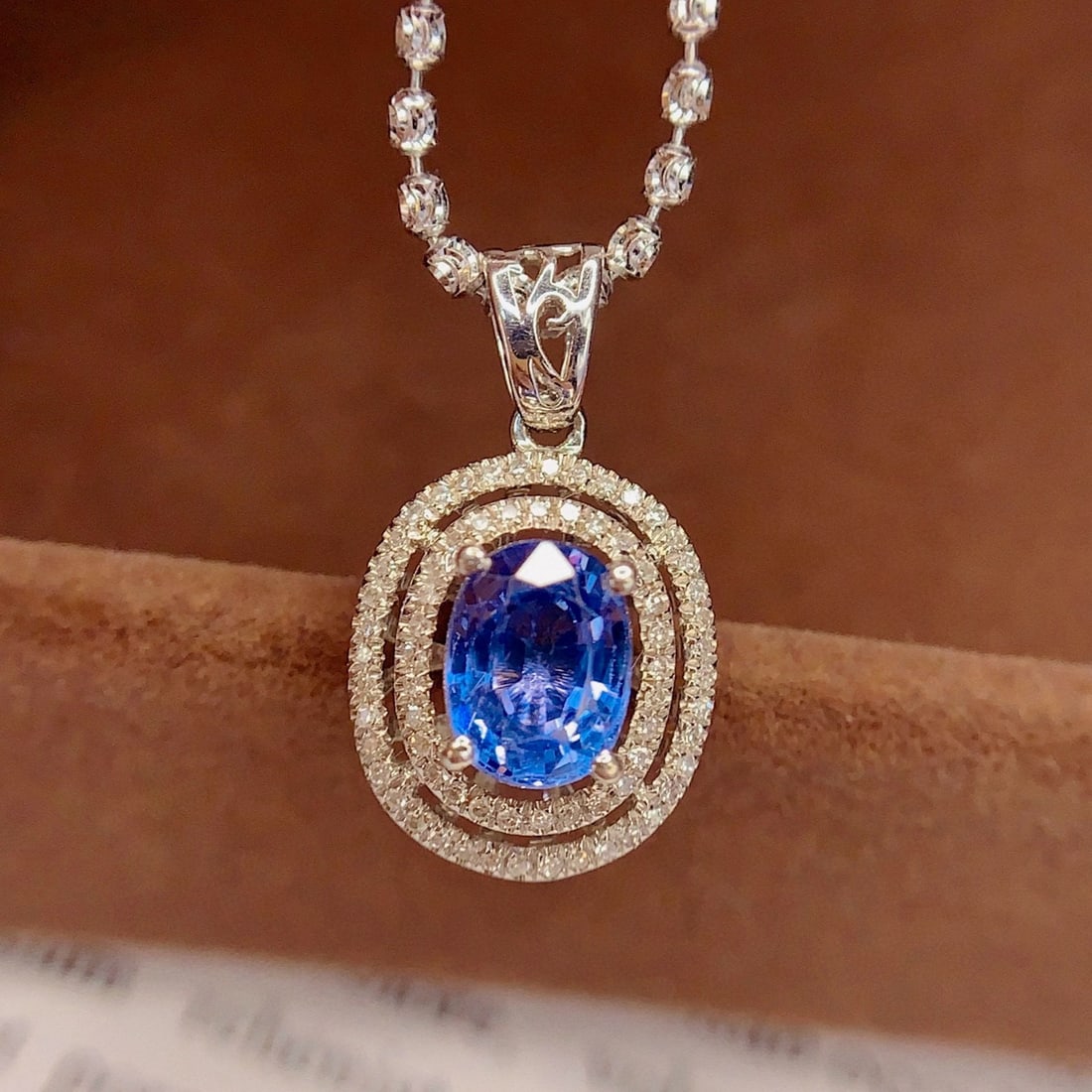 14k Gold 1.5 Ct Natural Sapphire & Diamond Pendant( Without Chain ) - 5