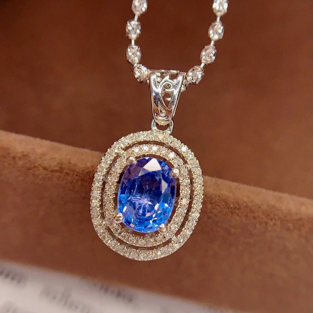 14k Gold 1.5 Ct Natural Sapphire & Diamond Pendant( Without Chain ) - 6