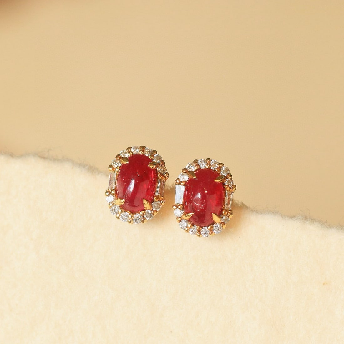 14k Gold 1.42 Ctw Natural Ruby & Diamond Earrings - 4