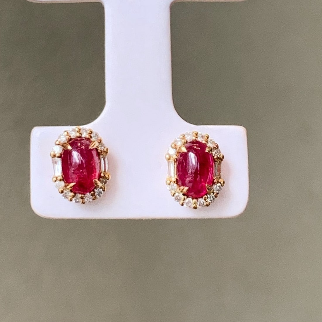 14k Gold 1.42 Ctw Natural Ruby & Diamond Earrings - 5