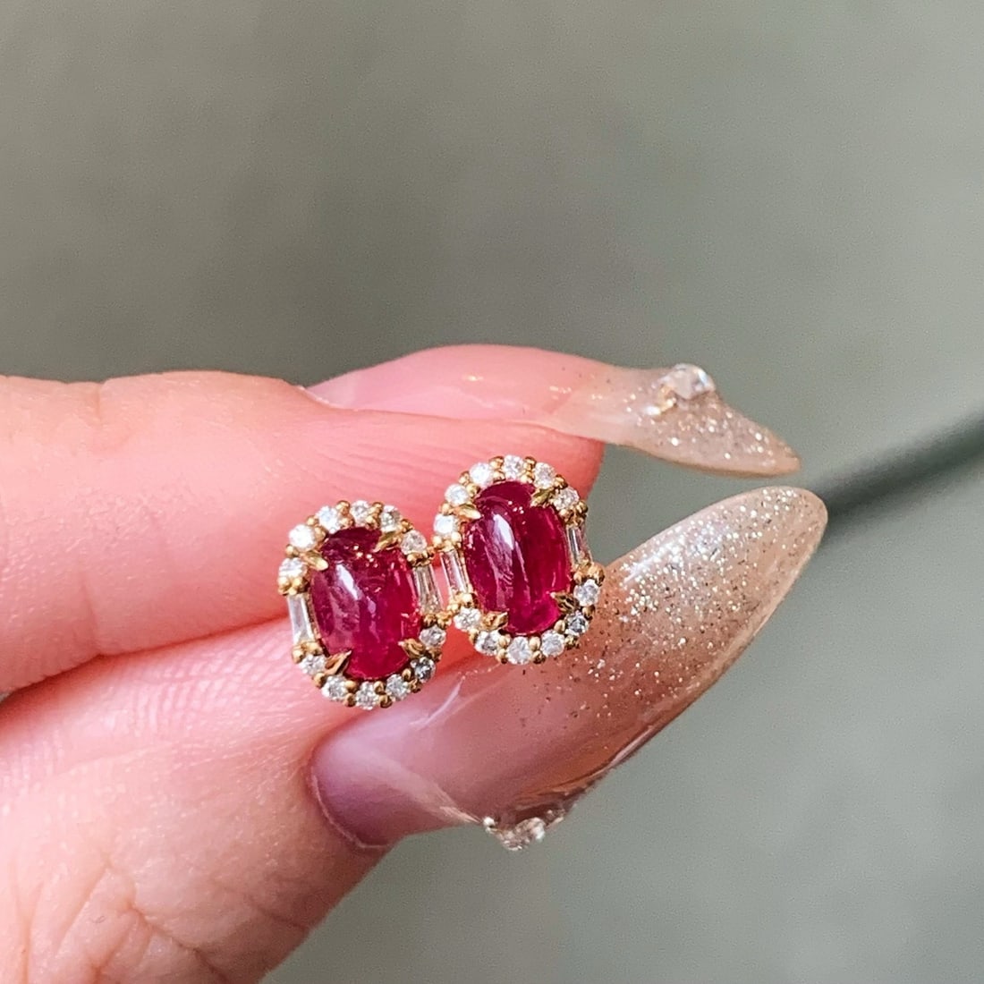 14k Gold 1.42 Ctw Natural Ruby & Diamond Earrings - 6