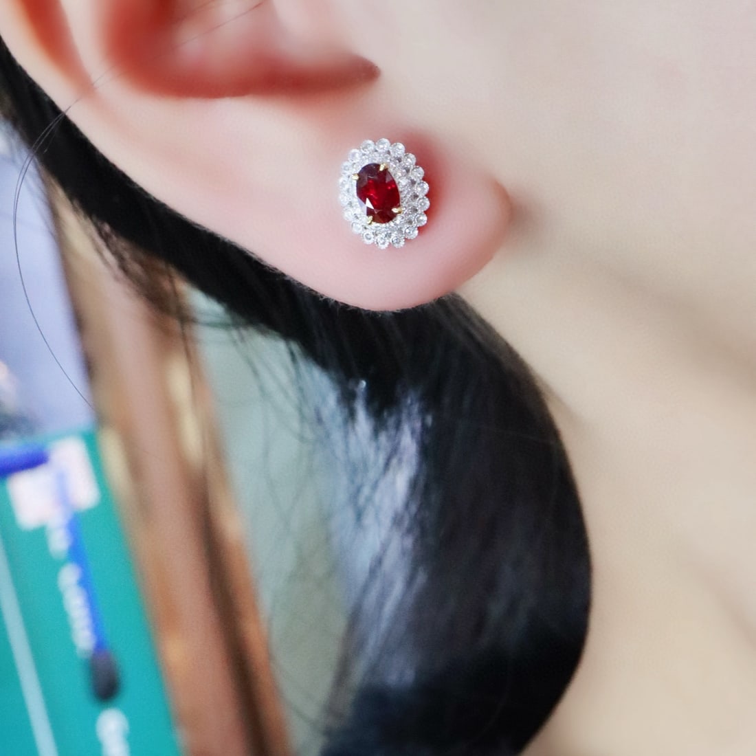 14k Gold 1.05 Ctw Natural Ruby & Diamond Earrings - 2