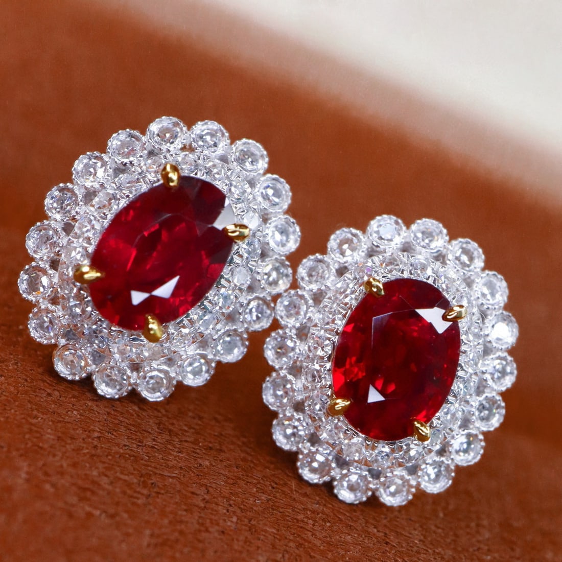 14k Gold 1.05 Ctw Natural Ruby & Diamond Earrings - 3