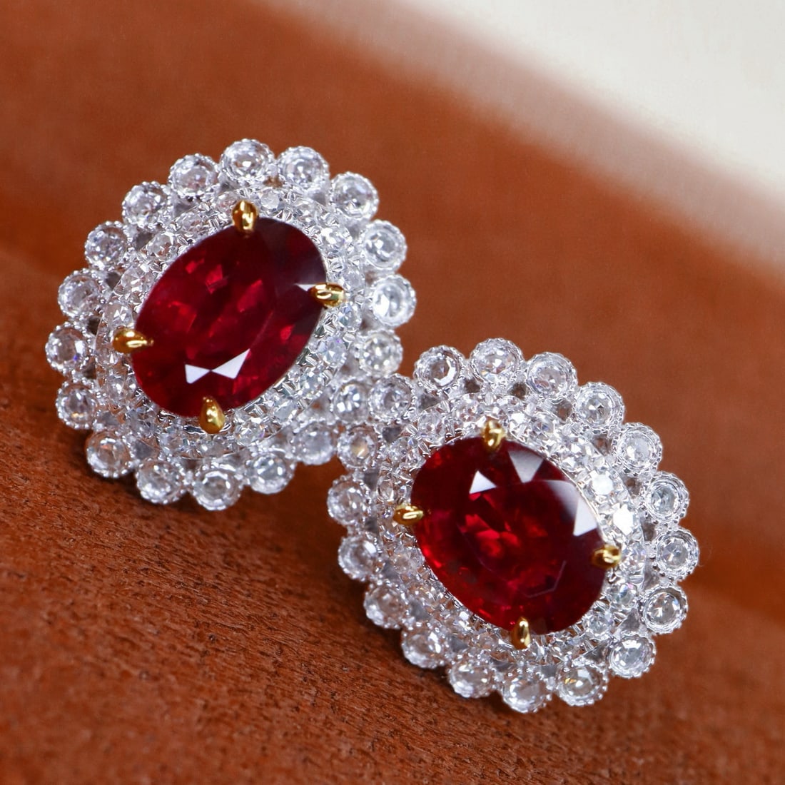 14k Gold 1.05 Ctw Natural Ruby & Diamond Earrings - 4