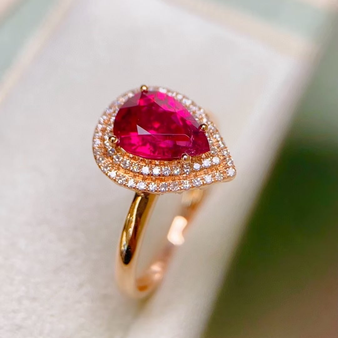 14k Gold 1.40 Ctw Natural Tourmaline & Diamond Ring - 3